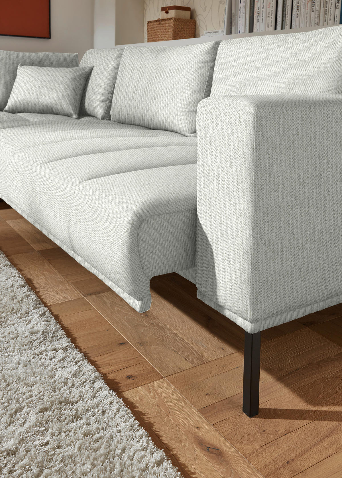 ECKSOFA Flachgewebe Weiss  - Weiss/Schwarz, Design, Textil/Metall (270/308cm) - Pure Home Lifestyle