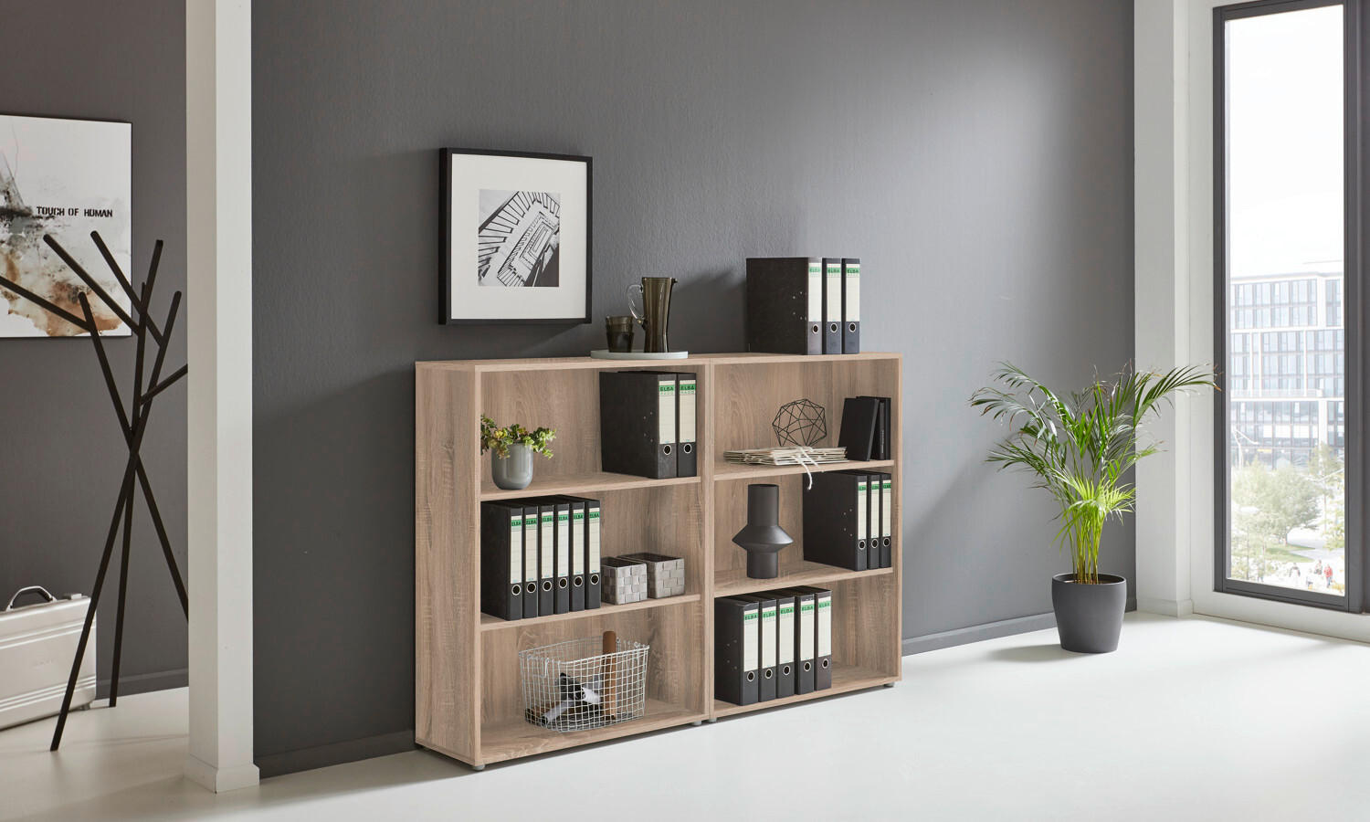 AKTENREGAL 168,8/113,6/33 cm  - Silberfarben/Sonoma Eiche, MODERN, Holzwerkstoff (168,8/113,6/33cm) - MID.YOU