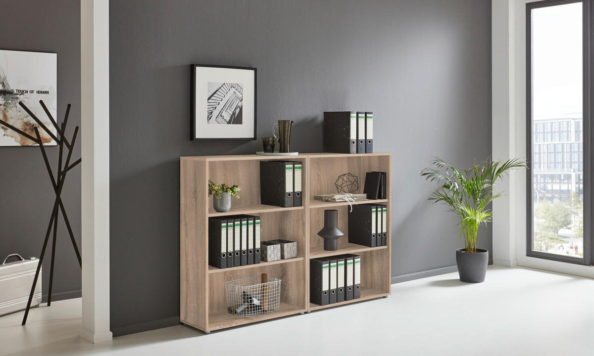 AKTENREGAL 168,8/113,6/33 cm  - Silberfarben/Sonoma Eiche, MODERN, Holzwerkstoff (168,8/113,6/33cm) - MID.YOU