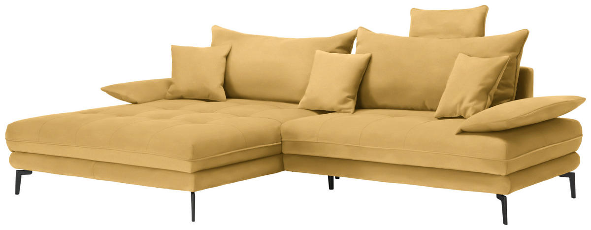 ECKSOFA in Flachgewebe Gelb  176/292 cm  - Gelb/Schwarz, MODERN, Textil/Metall (176/292cm) - Carryhome