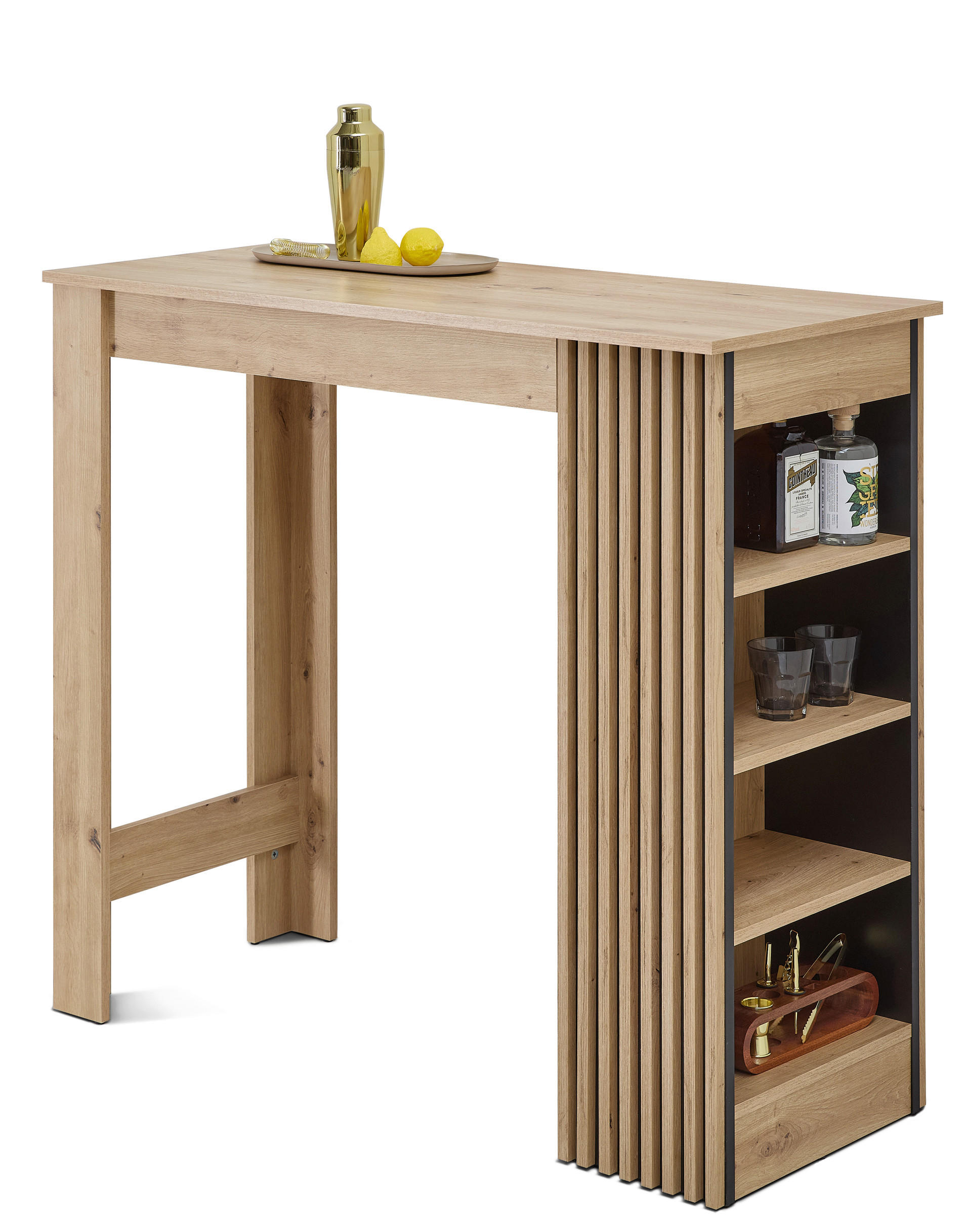 BARTISCH Schwarz, Eiche Artisan  - Schwarz/Eiche Artisan, MODERN, Holzwerkstoff (115/50/103cm) - MID.YOU