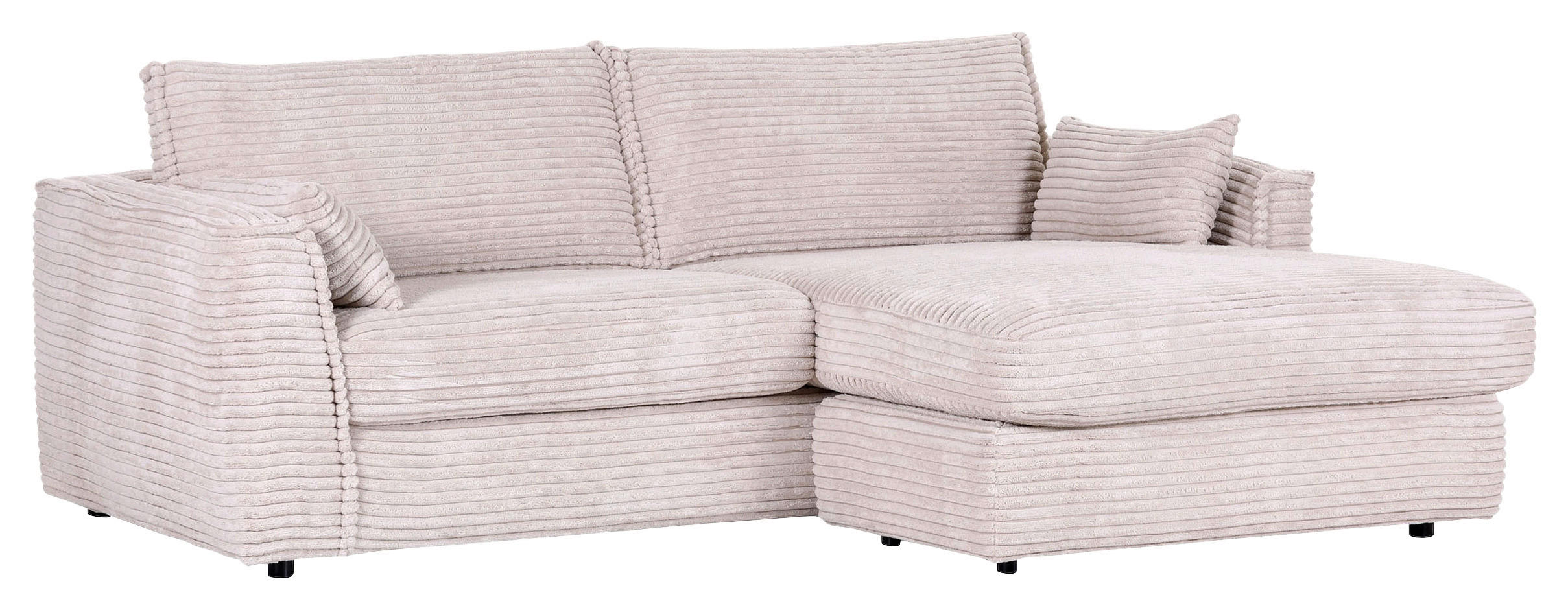 ECKSOFA Beige Cord  - Beige/Schwarz, KONVENTIONELL, Kunststoff/Textil (235/180cm) - Carryhome