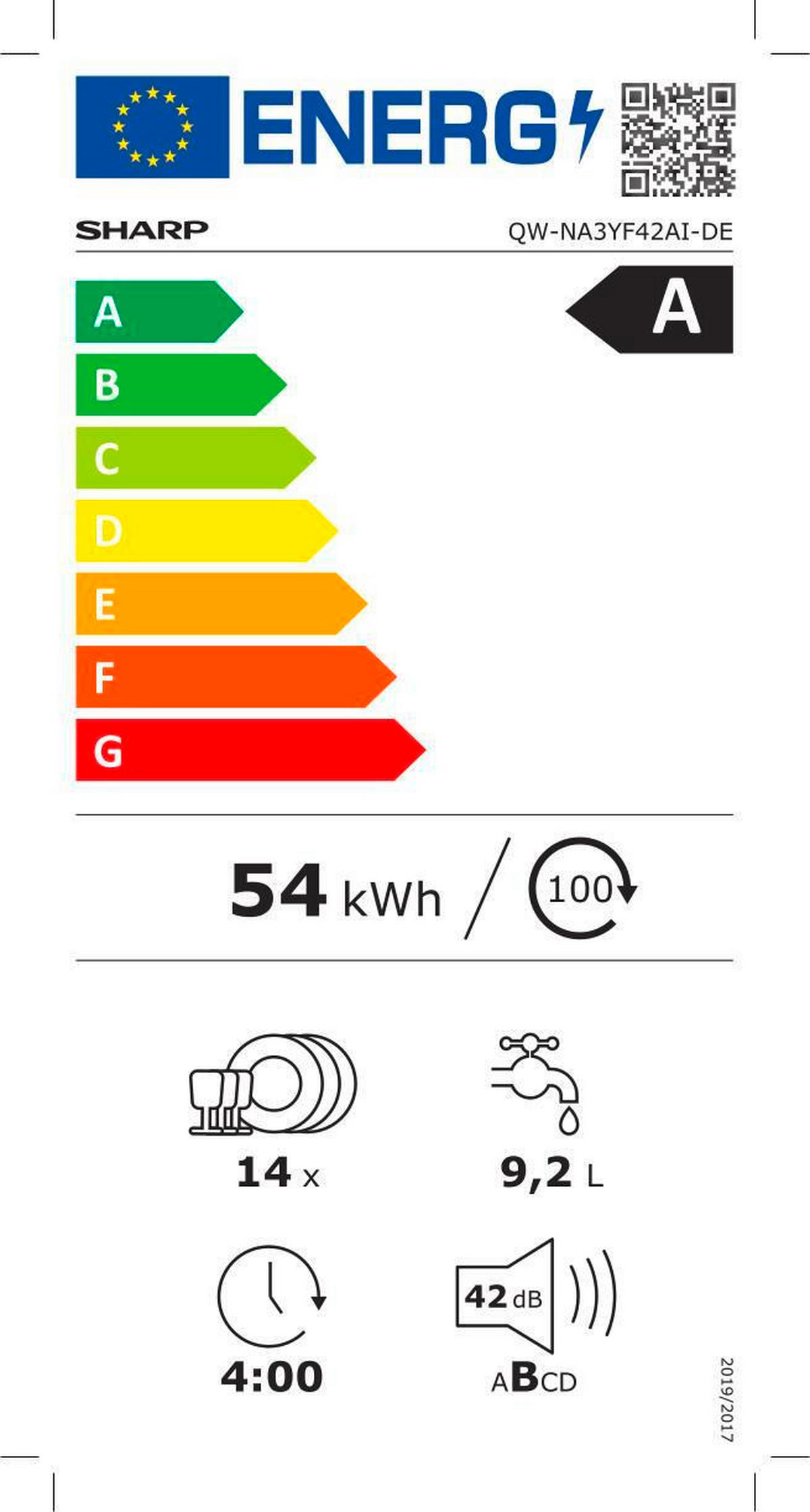 GESCHIRRSPÜLER QW-NA3YF42AI-DE  - Edelstahlfarben, KONVENTIONELL, Kunststoff/Metall (59,8/82/57cm) - Sharp