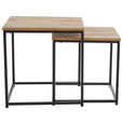 BEISTELLTISCHSET 30-40/30-40/30-40 cm Schwarz, Eichefarben quadratisch  - Eichefarben/Schwarz, Trend, Holzwerkstoff/Metall (30-40/30-40/30-40cm) - Xora
