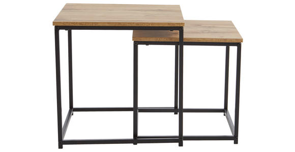 BEISTELLTISCHSET 30-40/30-40/30-40 cm Schwarz, Eichefarben quadratisch - Eichefarben/Schwarz, Trend, Holzwerkstoff/Metall (30-40/30-40/30-40cm) - Xora