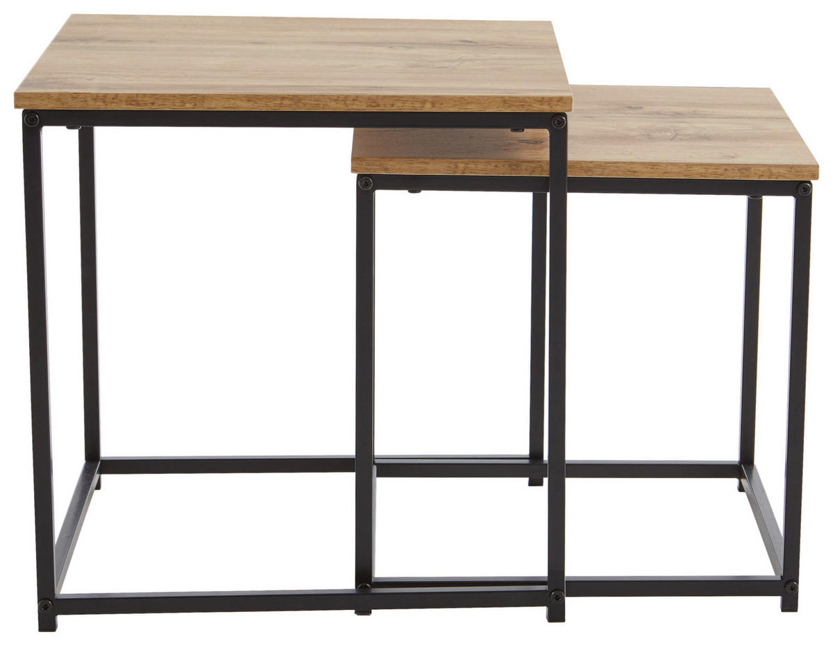 BEISTELLTISCHSET 30-40/30-40/30-40 cm Schwarz, Eichefarben quadratisch  - Eichefarben/Schwarz, Trend, Holzwerkstoff/Metall (30-40/30-40/30-40cm) - Xora