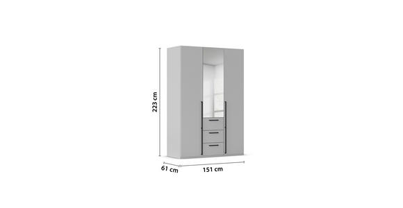 DREHTÜRENSCHRANK 151/223/61 cm,  in Graphitfarben, 3-türig  - Chromfarben/Schwarz, Basics, Glas/Holzwerkstoff (151/223/61cm) - Novel