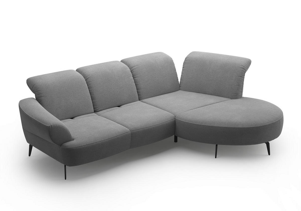 ECKSOFA DANCE E Grau Mikrofaser  - Schwarz/Grau, MODERN, Textil/Metall (313/208cm) - Sit & More