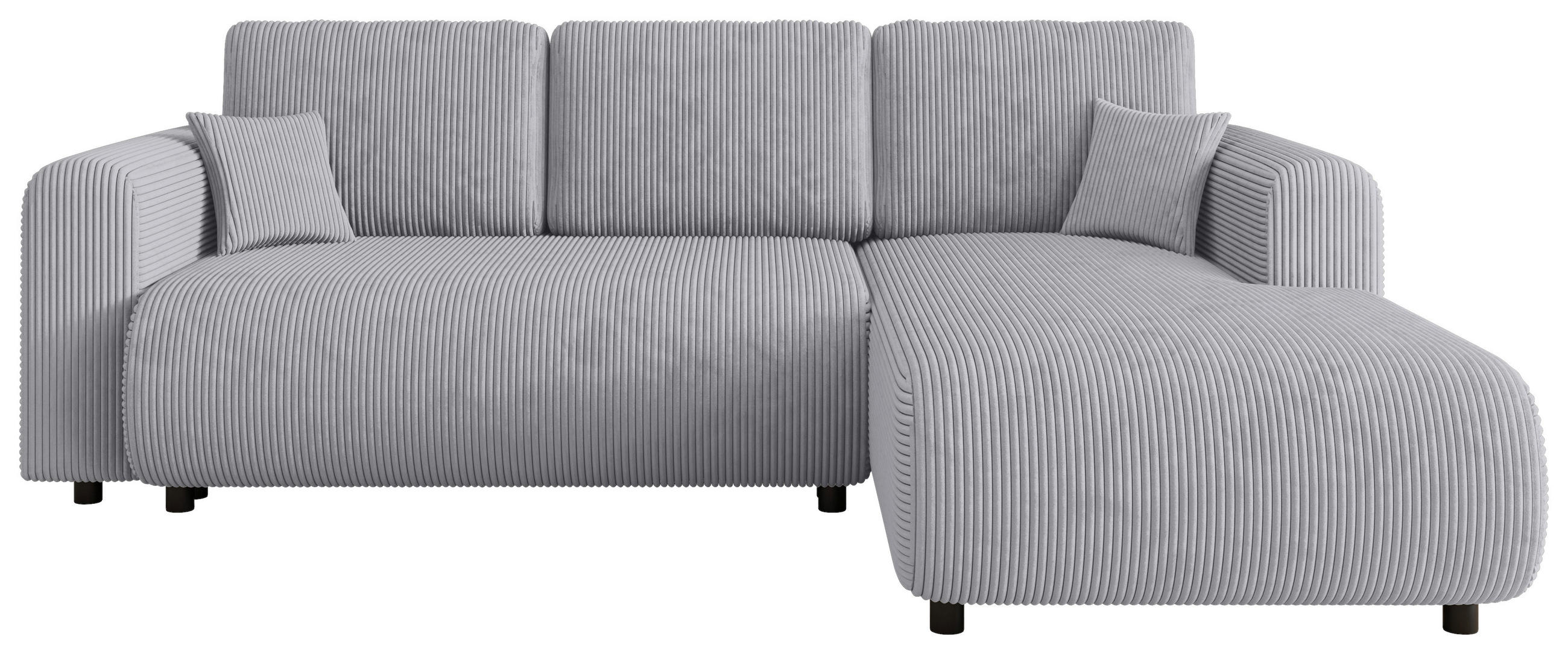 ECKSOFA inkl. Funktionen Grau Cord  - Schwarz/Grau, KONVENTIONELL, Kunststoff/Textil (260/200cm) - Xora