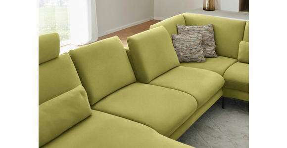 WOHNLANDSCHAFT  in Chenille, Flachgewebe Hellgrün  - Schwarz/Hellgrün, Design, Textil/Metall (180/344/208cm) - Dieter Knoll