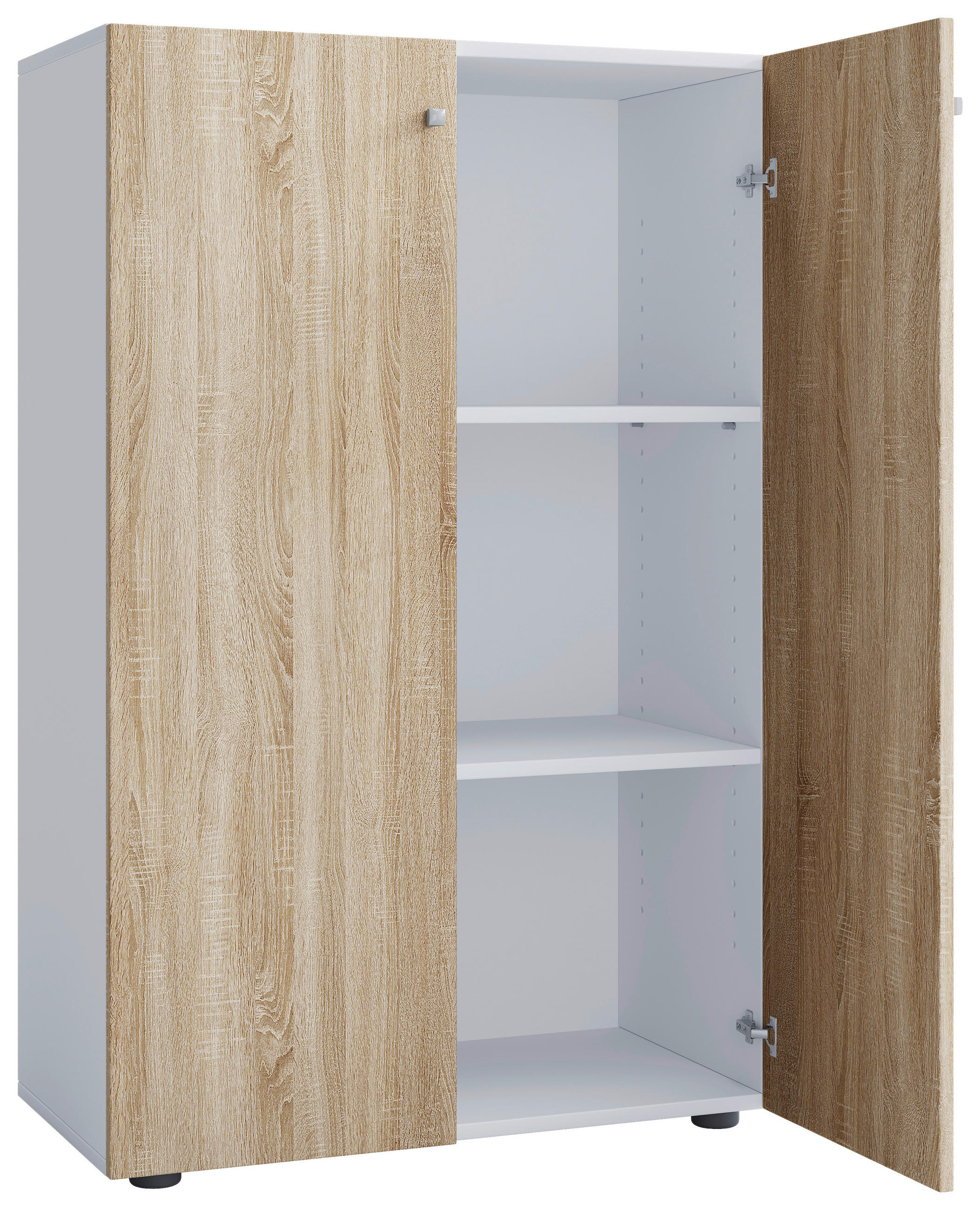SCHUHSCHRANK Lona  in 70/110/39 cm  - Weiss/Silberfarben, Design, Holzwerkstoff/Kunststoff (70/110/39cm) - MID.YOU