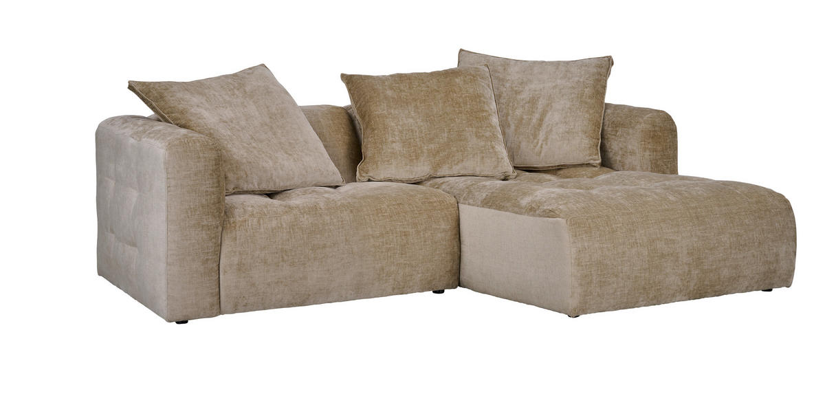 ECKSOFA in Chenille Greige  - Greige/Schwarz, Lifestyle, Kunststoff/Textil (240/173cm) - Stylife