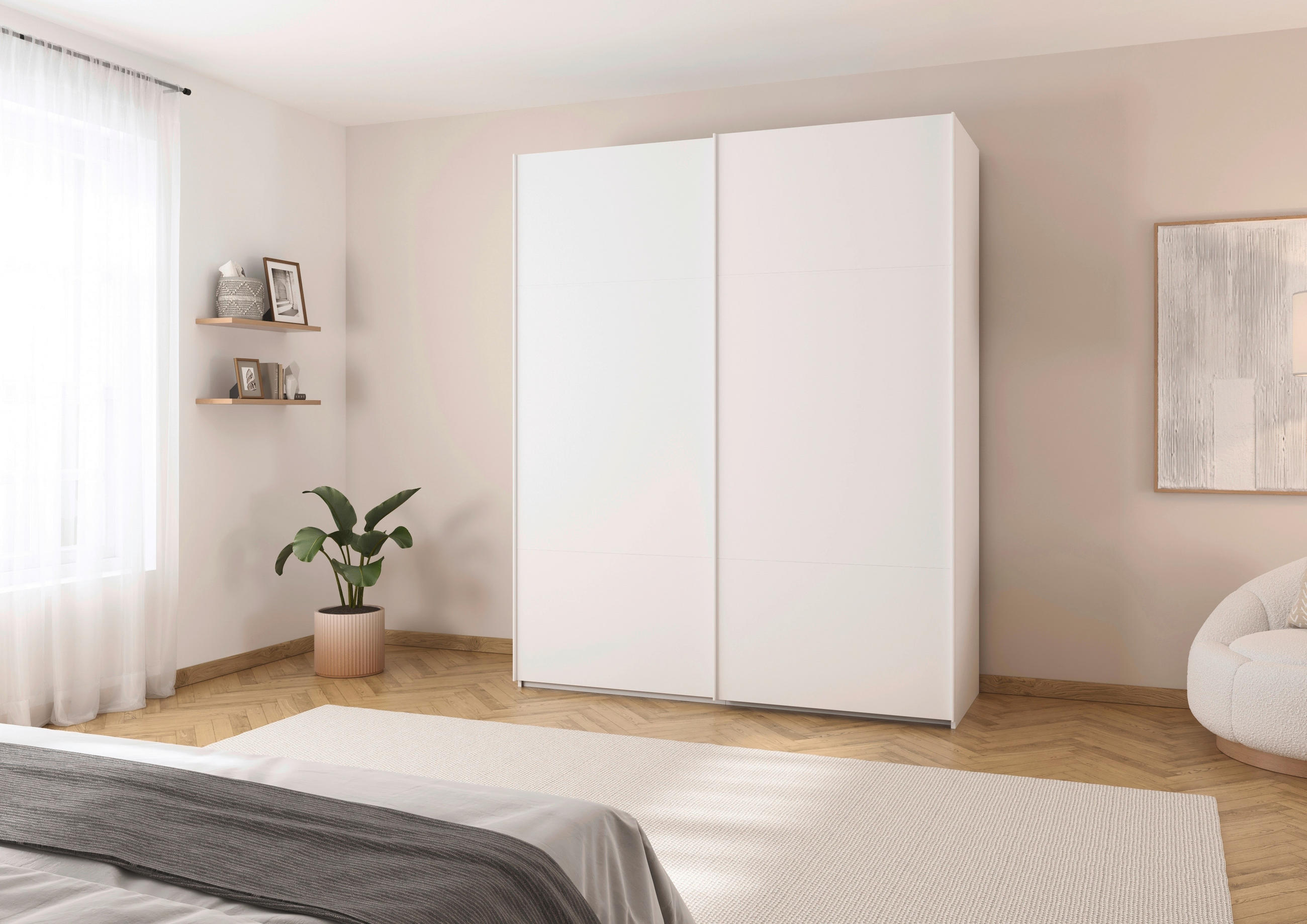 SCHWEBETÜRENSCHRANK 201/223/68 cm 2-türig Weiß - Weiß, KONVENTIONELL, Holzwerkstoff/Metall (201/223/68cm) - Novel