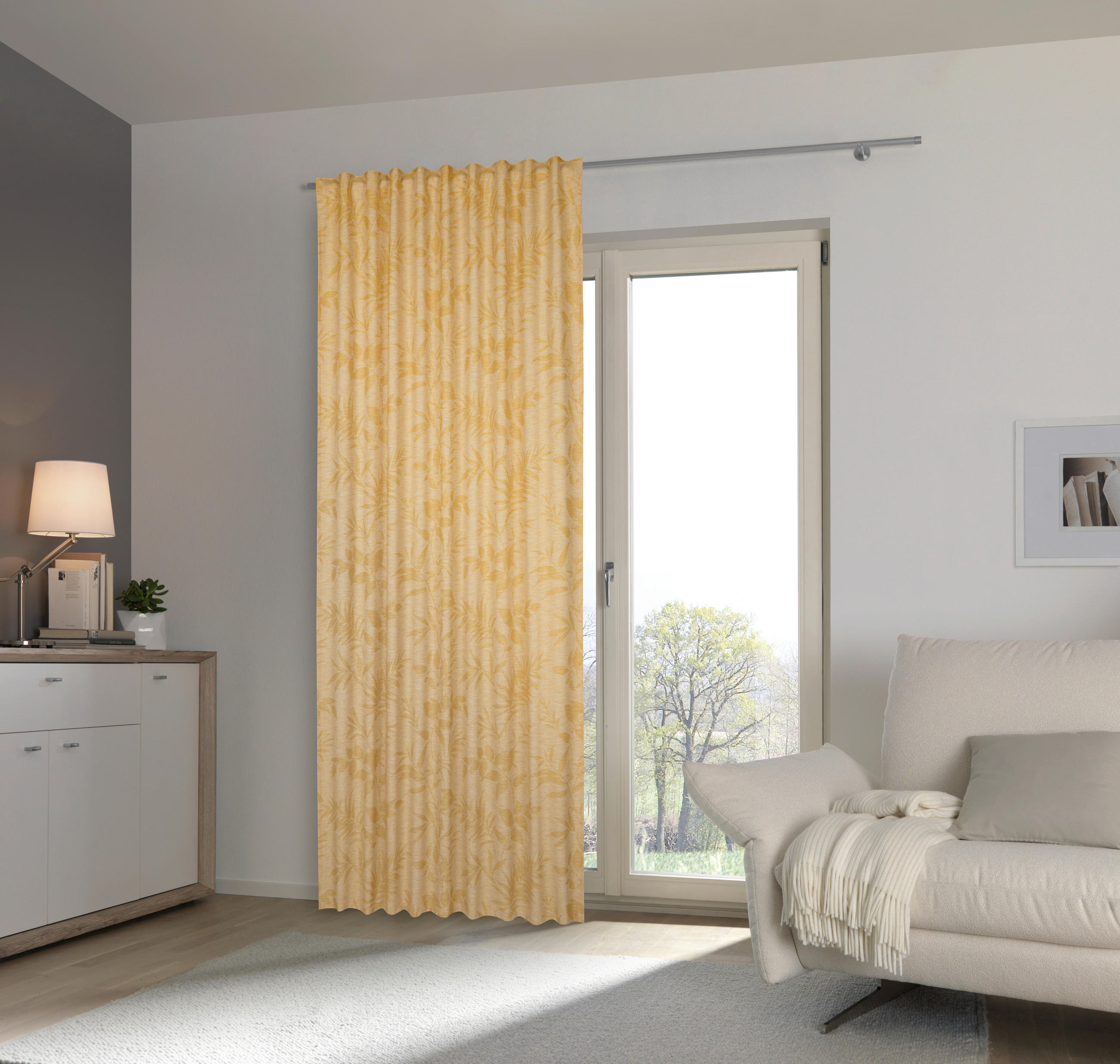 KÉSZFÜGGÖNY részben fényzáró  - sárga, Konventionell, textil (140/245cm) - Esposa