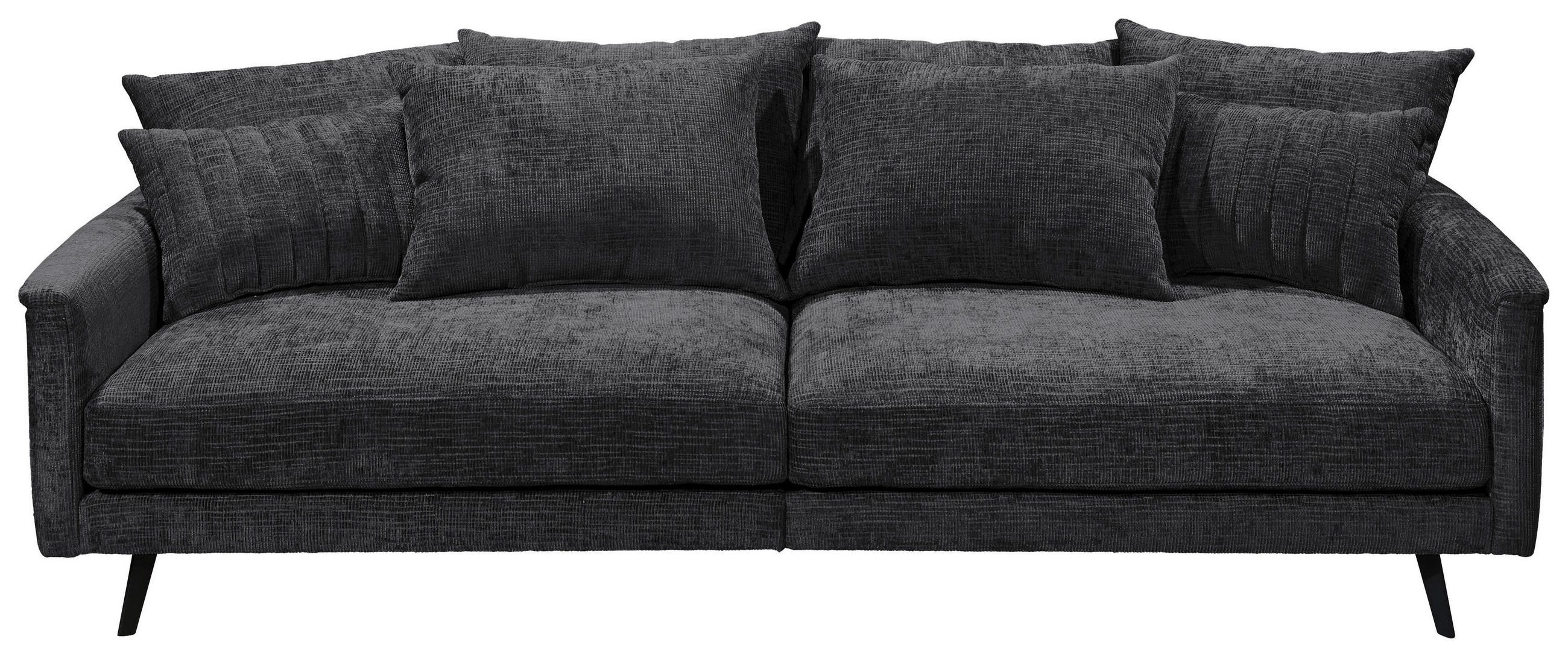 3-SITZER-SOFA Mikrovelours Schwarz  - Schwarz, KONVENTIONELL, Textil/Metall (249/82/125cm) - MID.YOU