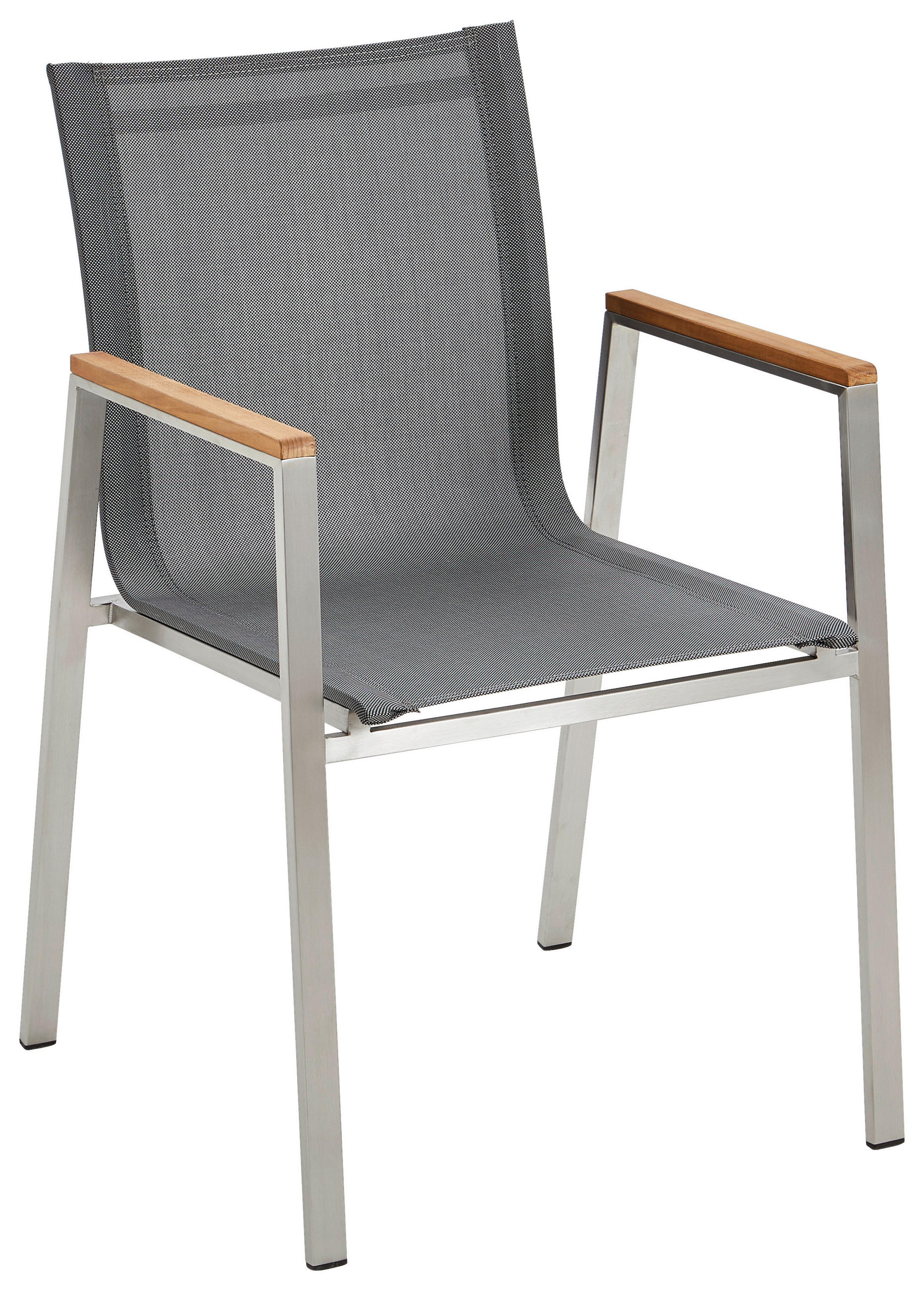 STAPELSESSEL Teakholz Edelstahl Grau, Edelstahlfarben  - Edelstahlfarben/Naturfarben, MODERN, Holz/Textil (54/86/58cm) - Ambia Garden