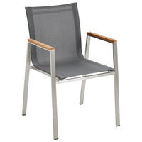 STAPELSESSEL Teakholz Edelstahl Grau, Edelstahlfarben  - Edelstahlfarben/Naturfarben, MODERN, Holz/Textil (54/86/58cm) - Ambia Garden