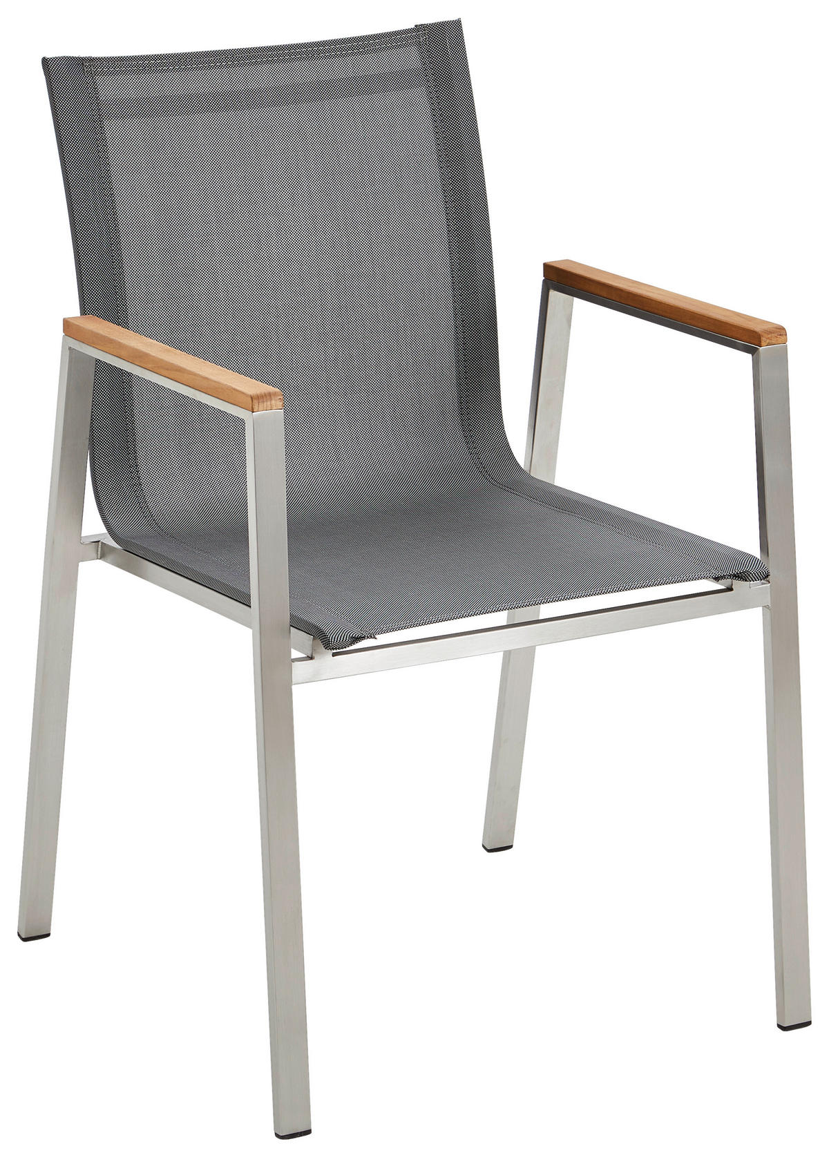 STAPELSESSEL Teakholz Edelstahl Grau, Edelstahlfarben  - Edelstahlfarben/Naturfarben, MODERN, Holz/Textil (54/86/58cm) - Ambia Garden