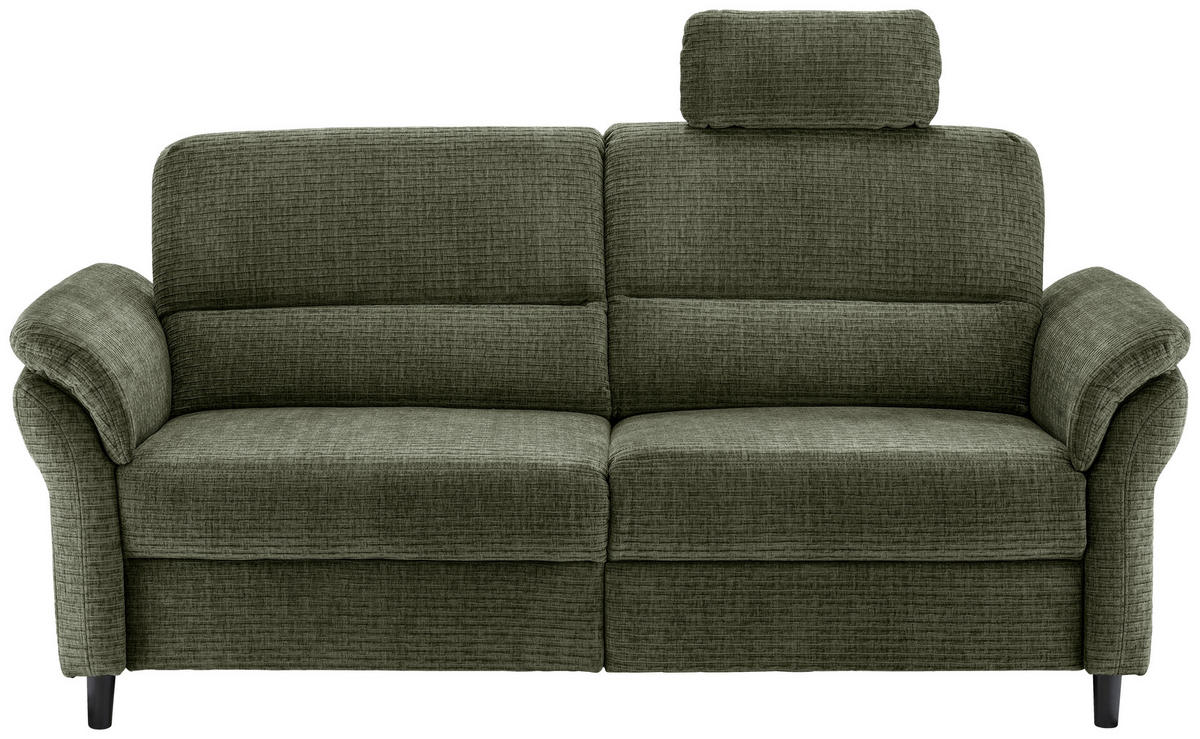 3-SITZER-SOFA  in Mikrofaser Olivgrün  - Schwarz/Olivgrün, MODERN, Holz/Textil (192/90/89cm) - Livetastic