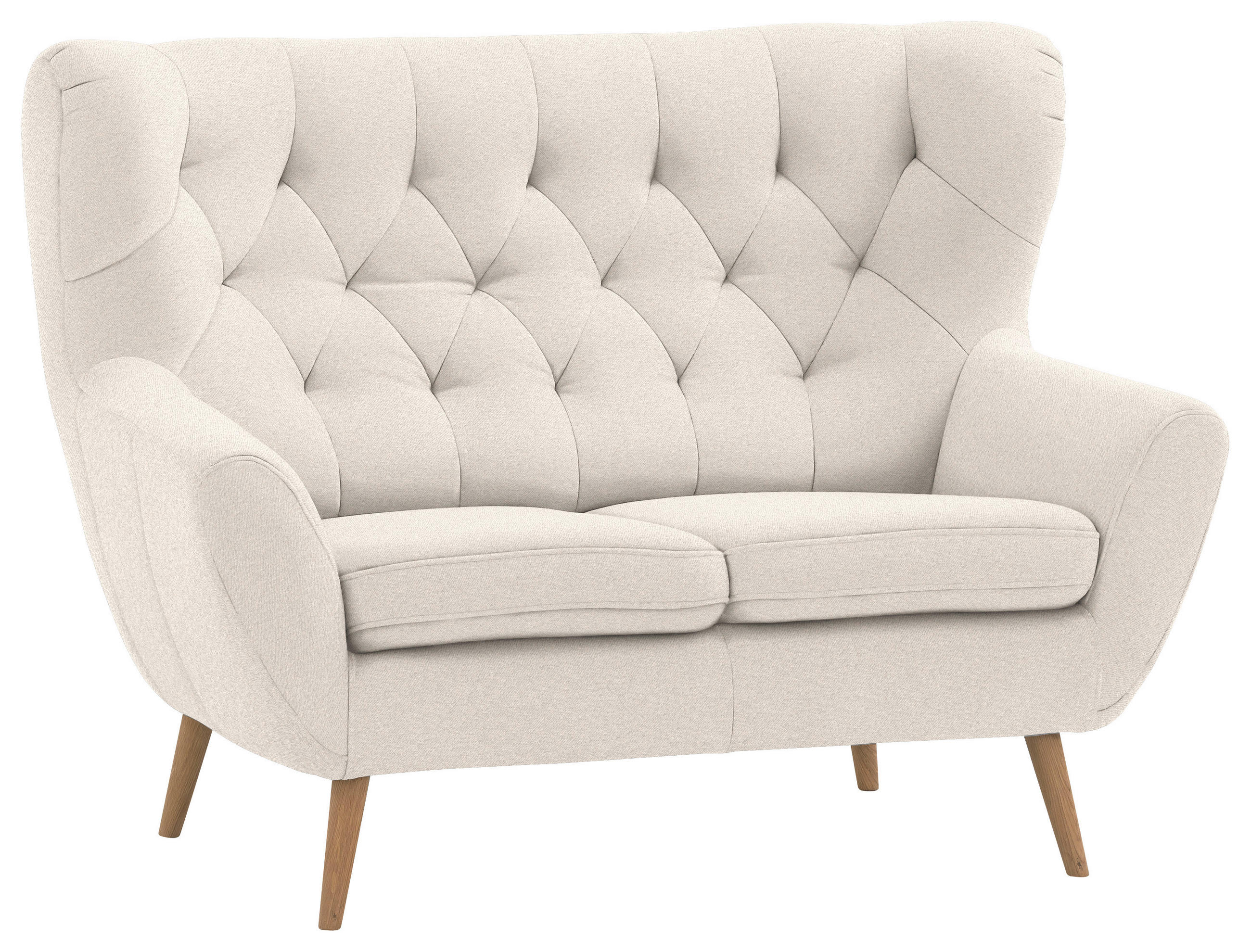 2-SITZER-SOFA in Mikrofaser Beige - Eichefarben/Beige, Design, Holz/Holzwerkstoff (138/104/92cm) - Stylife
