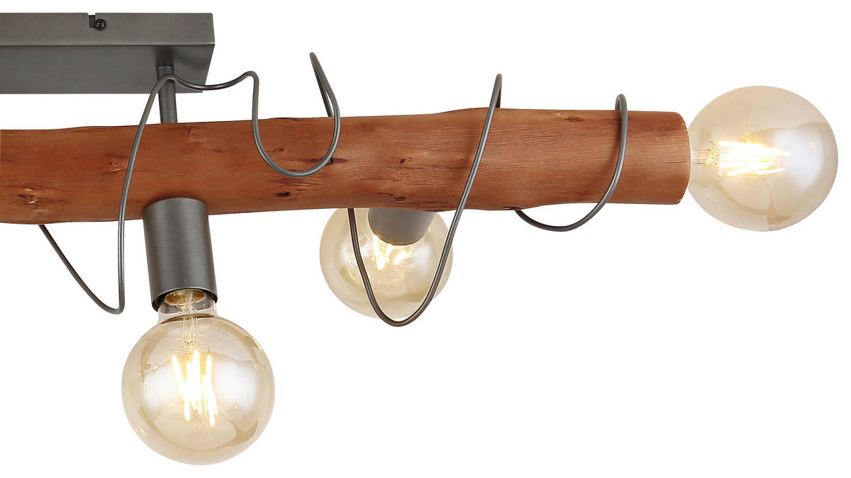 DECKENLEUCHTE    100/20/20 cm  - Braun/Grau, Basics, Holz/Metall (100/20/20cm)