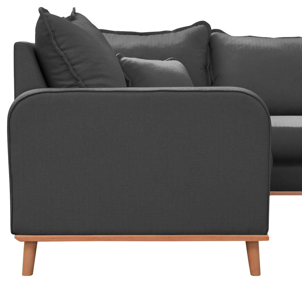 WOHNLANDSCHAFT in Textilgeflecht Dunkelgrau  - Wengefarben/Dunkelgrau, Design, Holz/Textil (167/296/170cm) - Livetastic