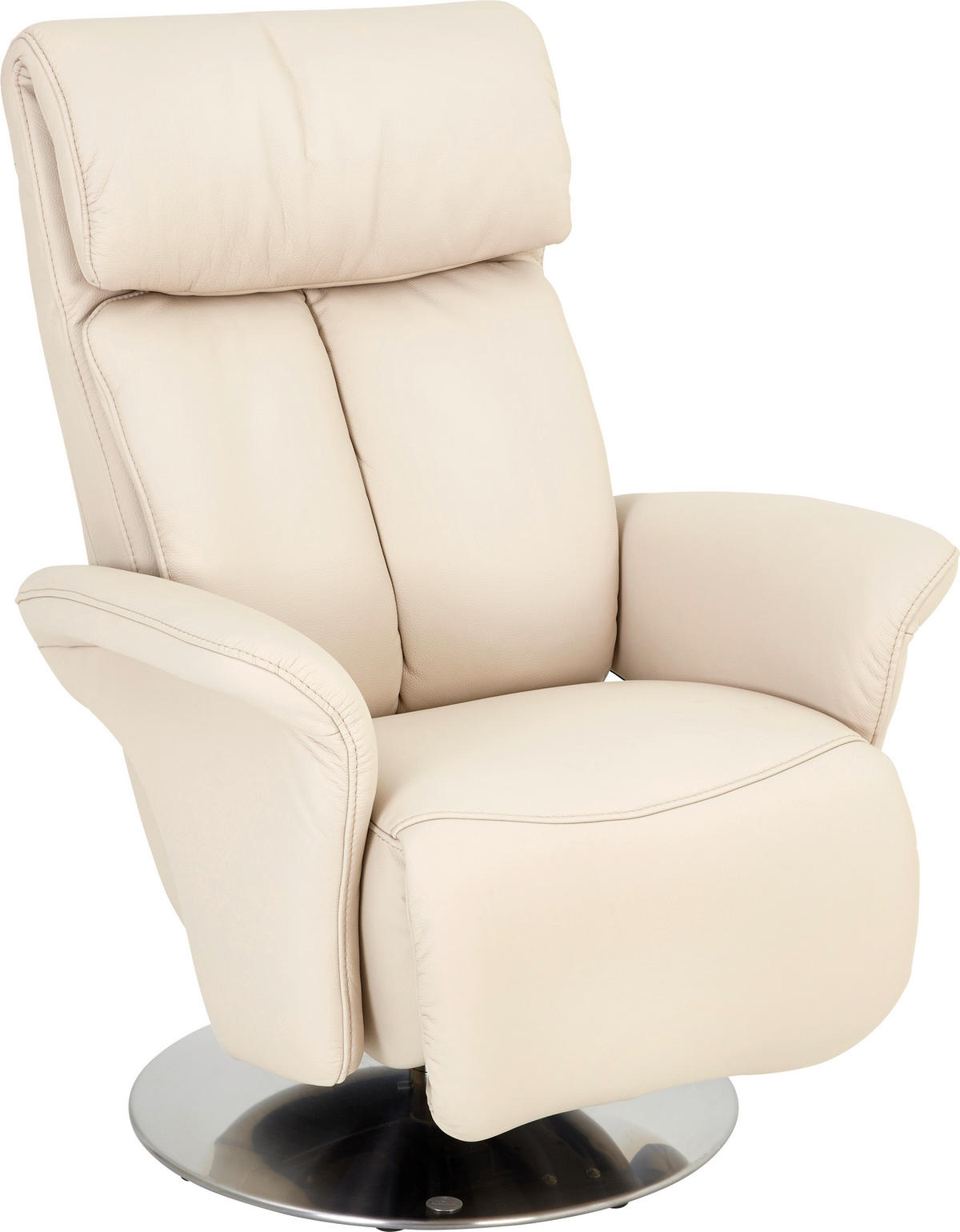RELAXSESSEL in Leder Weiß  - Edelstahlfarben/Weiß, Design, Leder/Metall (82/109/90cm) - Himolla