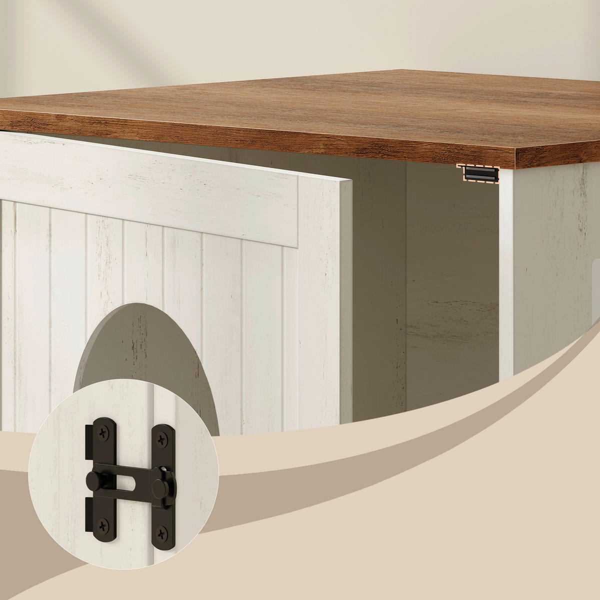 KATZENTOILETTE - Braun/Weiß, Trend, Holzwerkstoff (55/50/50cm) - Boxxx