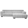 ECKSOFA  in Webstoff Hellgrau  279/182 cm  - Hellgrau/Schwarz, KONVENTIONELL, Textil/Metall (279/182cm) - Hom`in