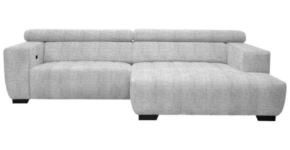 ECKSOFA  in Webstoff Hellgrau  279/182 cm  - Hellgrau/Schwarz, KONVENTIONELL, Textil/Metall (279/182cm) - Hom`in