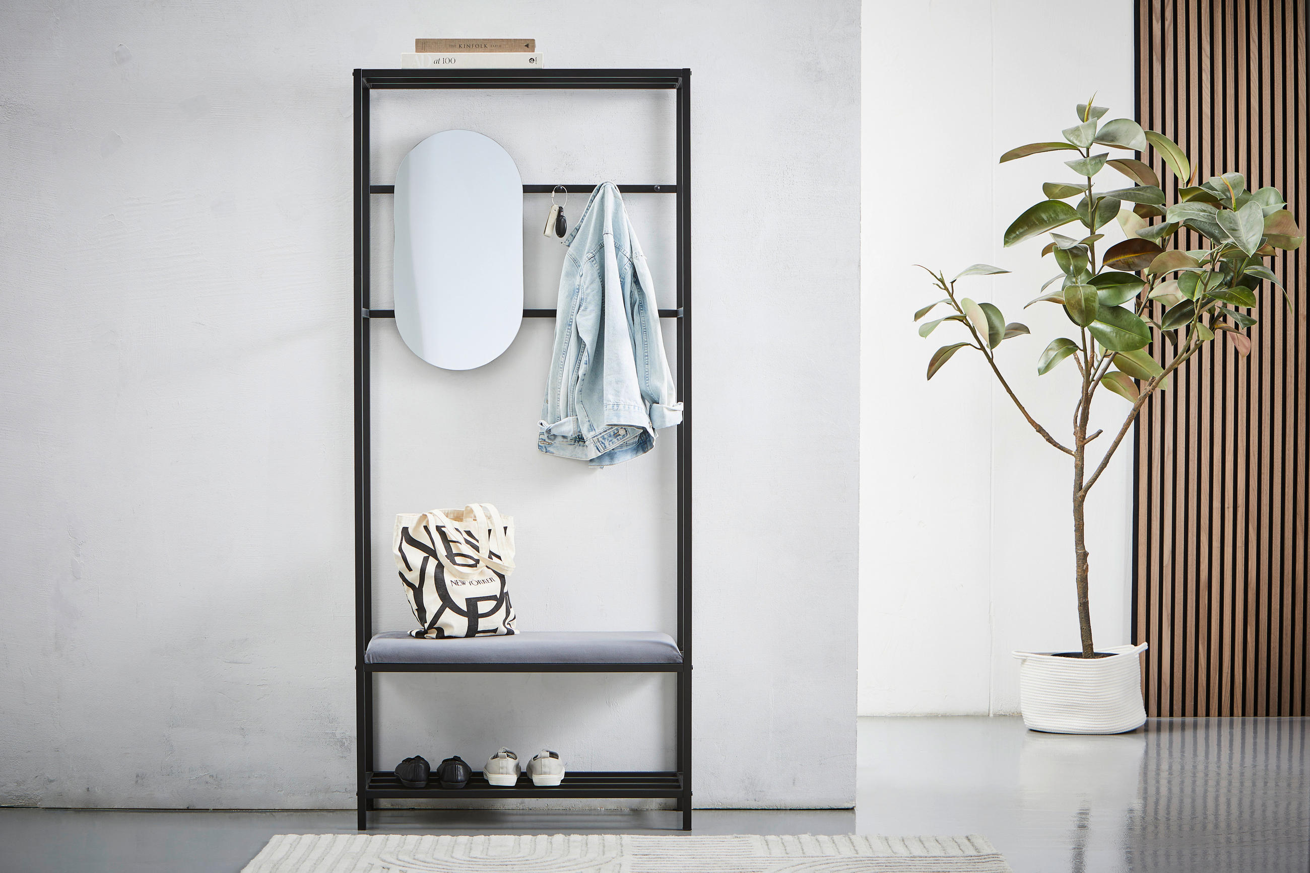 GARDEROBE 4-teilig  in 80/182/35 cm  - Schwarz/Grau, Design, Glas/Holzwerkstoff (80/182/35cm) - Landscape