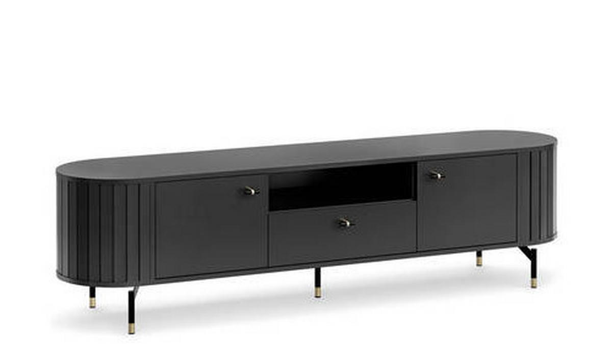 TV-ELEMENT - Goldfarben/Schwarz, MODERN, Holzwerkstoff/Metall (180,1/49/40cm) - home24