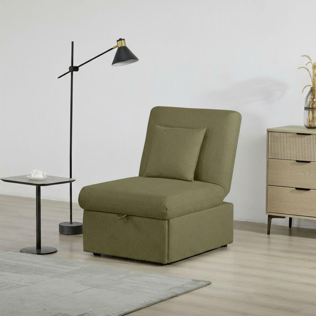 SCHLAFSESSEL in Samt Olivgrün  - Schwarz/Olivgrün, Design, Holz/Kunststoff (70/95/97cm) - Livetastic