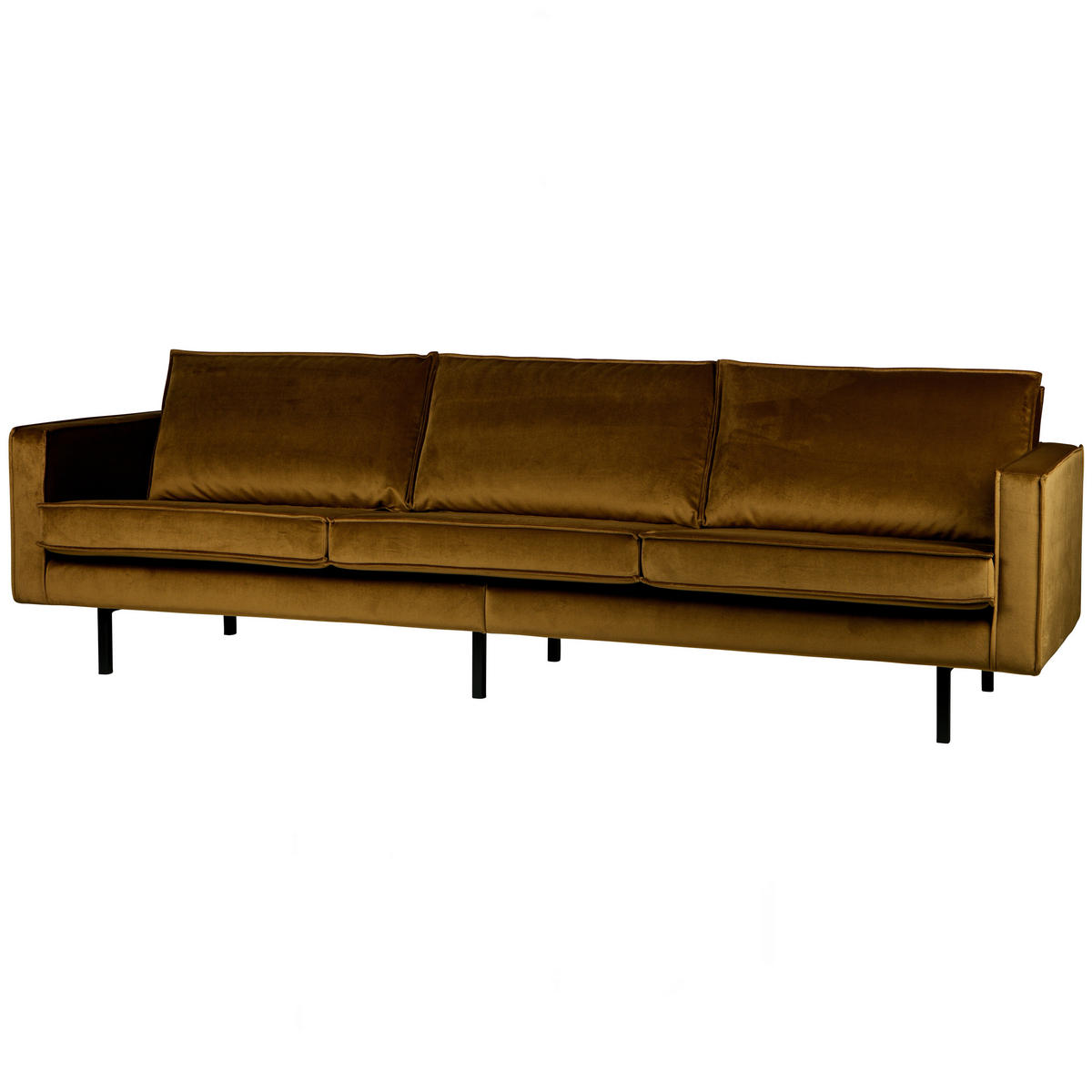 3-SITZER-SOFA Rodeo Samt Honig  - Schwarz/Honig, Design, Textil/Metall (277/85/86cm) - Livetastic