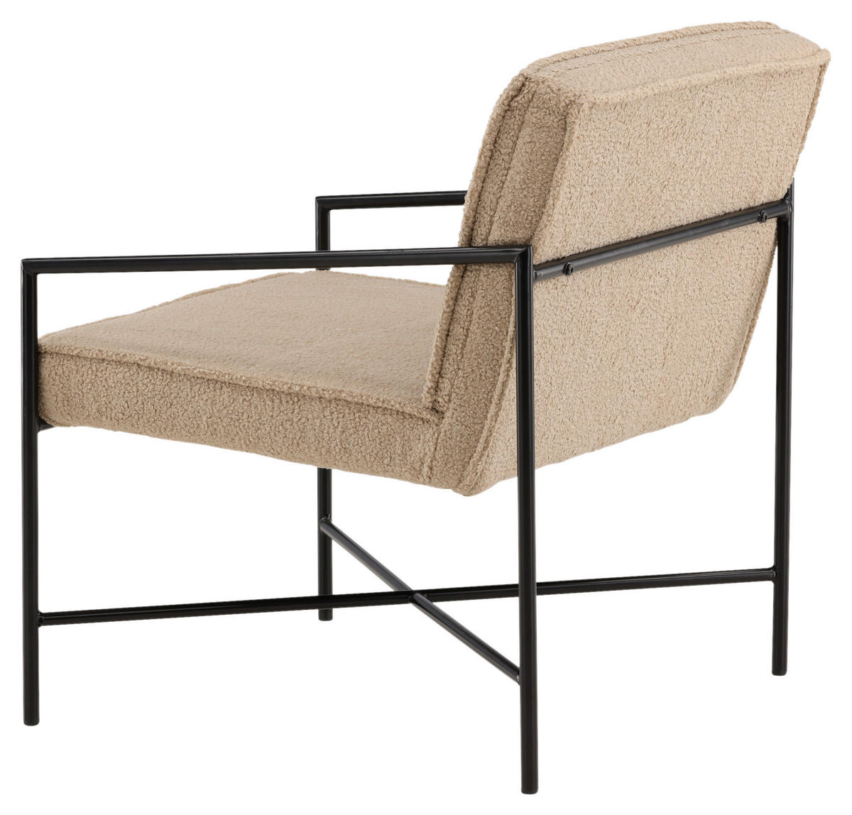 SESSEL in Teddystoff Schwarz, Beige  - Beige/Schwarz, Design, Textil/Metall (66/78/65cm) - Livetastic