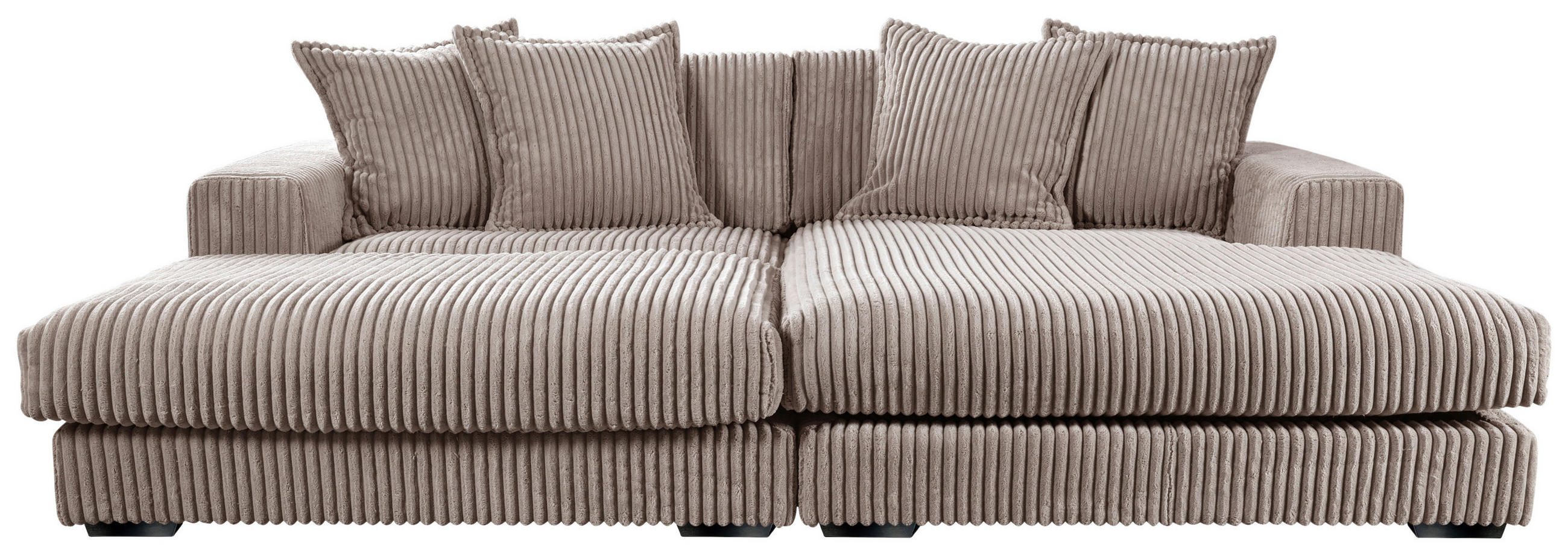 ECKSOFA FUNNY Taupe Cord  - Taupe/Schwarz, Basics, Kunststoff/Textil (285/195cm) - Livetastic