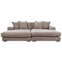 ECKSOFA FUNNY Taupe Cord  - Taupe/Schwarz, Basics, Kunststoff/Textil (285/195cm) - Livetastic
