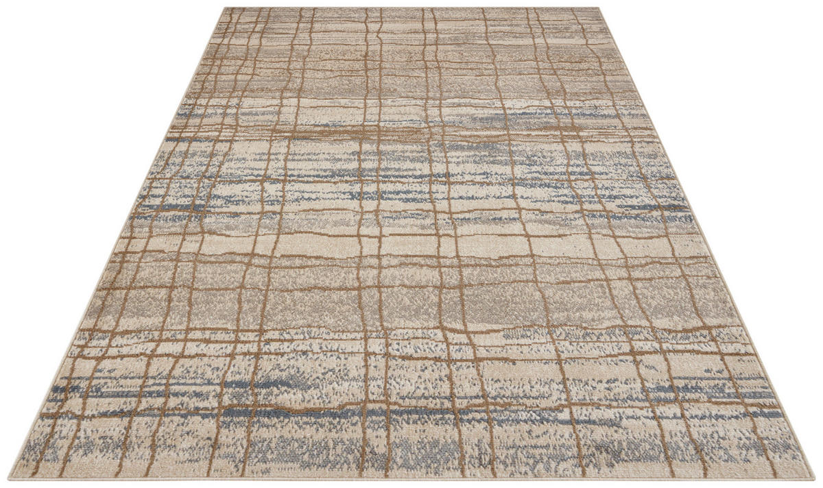 FLACHWEBETEPPICH 160/235 cm Terrain Blau, Creme  - Blau/Creme, Basics, Kunststoff/Textil (160/235cm)