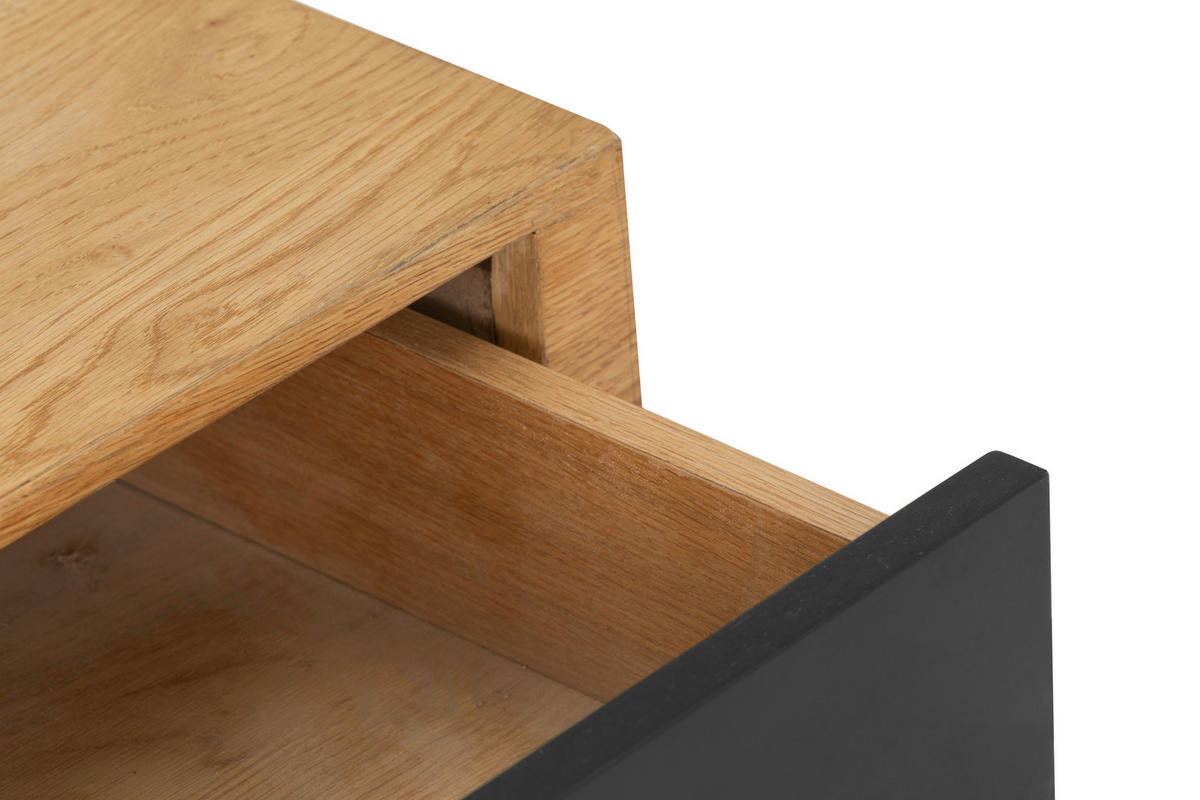 COUCHTISCH Eiche furniert 110/60/40 cm rechteckig Naturfarben, Schwarz  - Schwarz/Naturfarben, Design, Holz/Holzwerkstoff (110/60/40cm) - MID.YOU