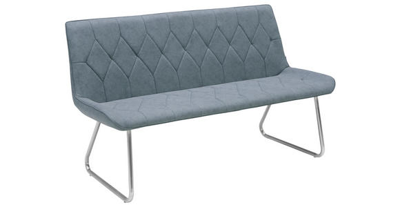 SITZBANK Lederlook Edelstahlfarben, Grau - Edelstahlfarben/Grau, Design, Textil/Metall (155/88/65cm) - Novel