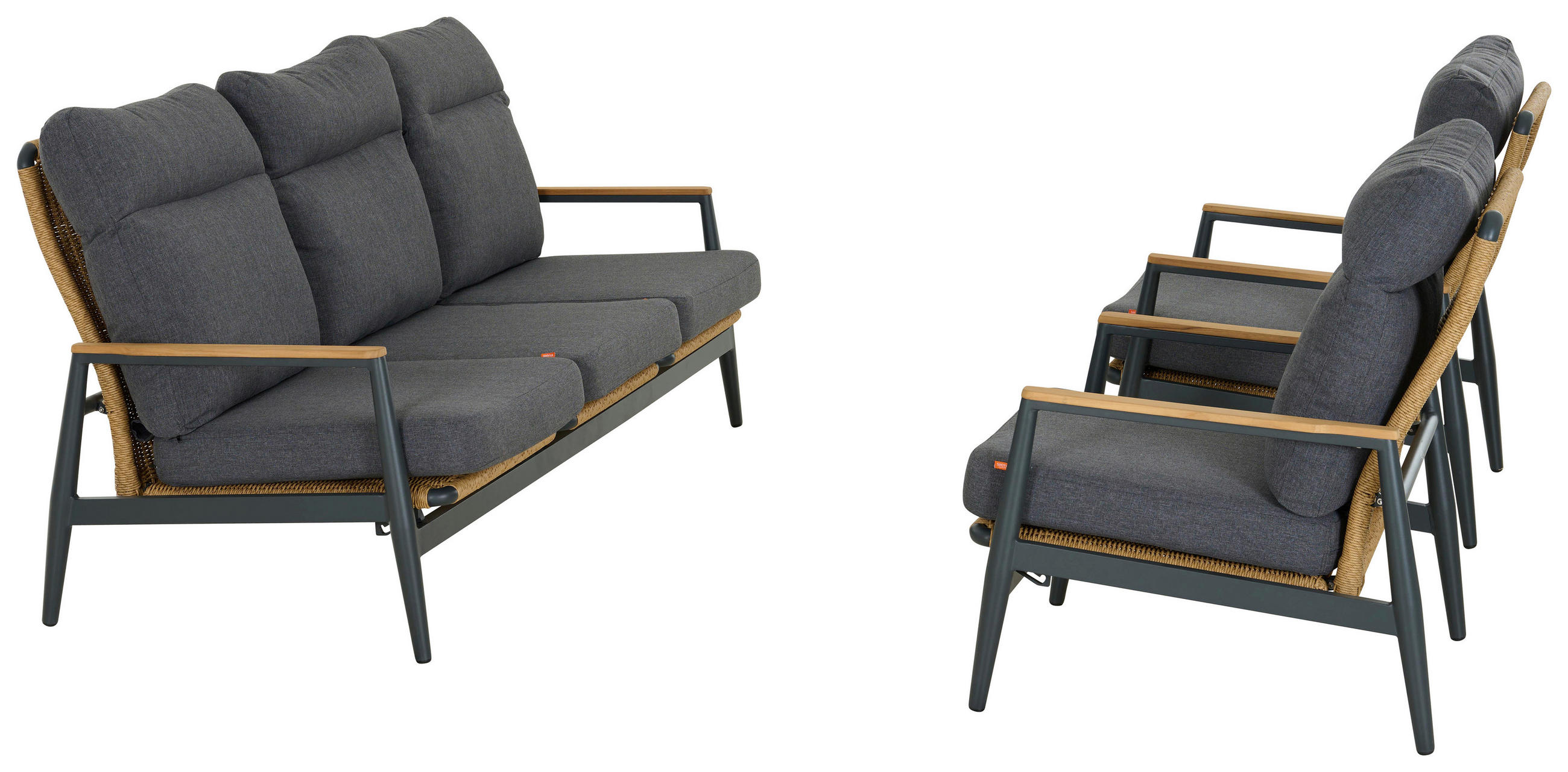 LOUNGEGARNITUR Teakholz Aluminium - Anthrazit/Grau, Basics, Holz/Metall - Siena Garden