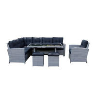 VRTNI SET   metal, plastika, staklo, tekstil  siva, crna  - siva/crna, Design, staklo/metal (250/190cm) - Ambia Garden