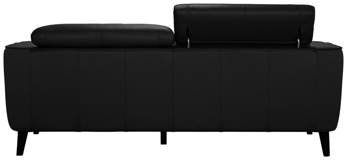 3-SITZER-SOFA Echtleder Schwarz  - Schwarz, KONVENTIONELL, Leder/Holz (212/92,5/96,5cm) - MID.YOU