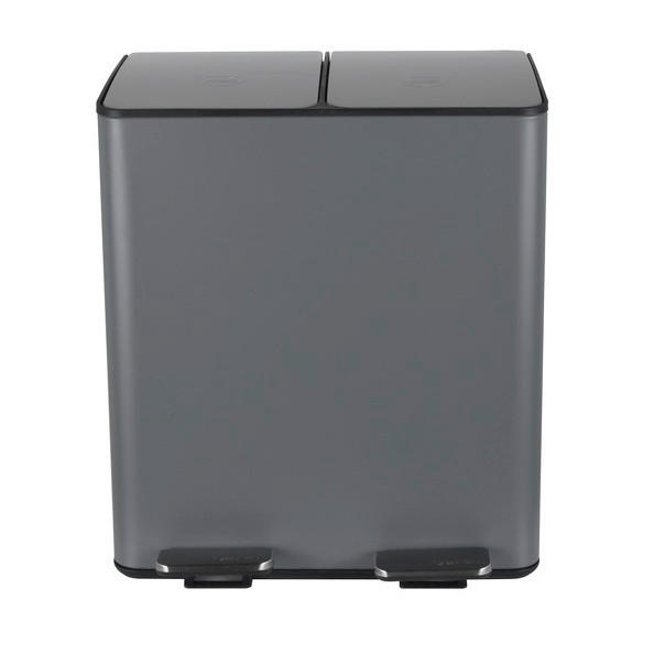 TRETEIMER 40 L  - Dunkelgrau/Schwarz, Basics, Kunststoff/Metall (45/30/51cm) - Spirella