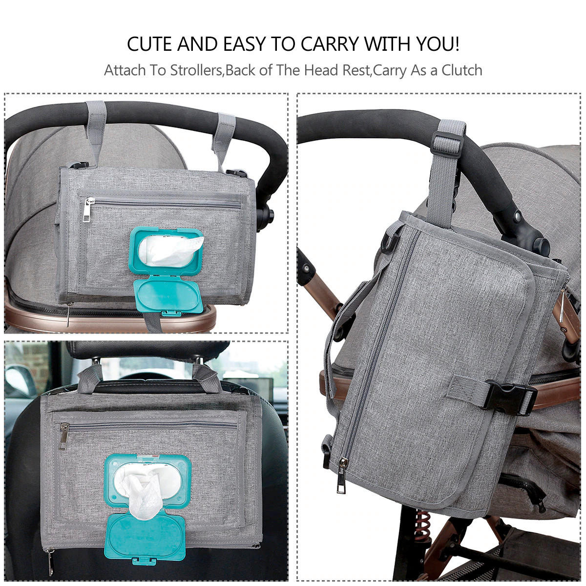 WICKELTASCHE  - Grau, Basics, Textil (20/40/30cm)