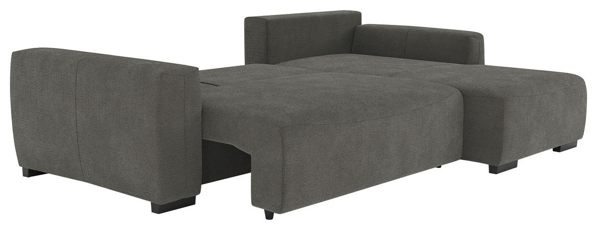 ECKSOFA  in Cord Anthrazit  - Anthrazit/Schwarz, Trend, Kunststoff/Textil (252/170cm) - MID.YOU