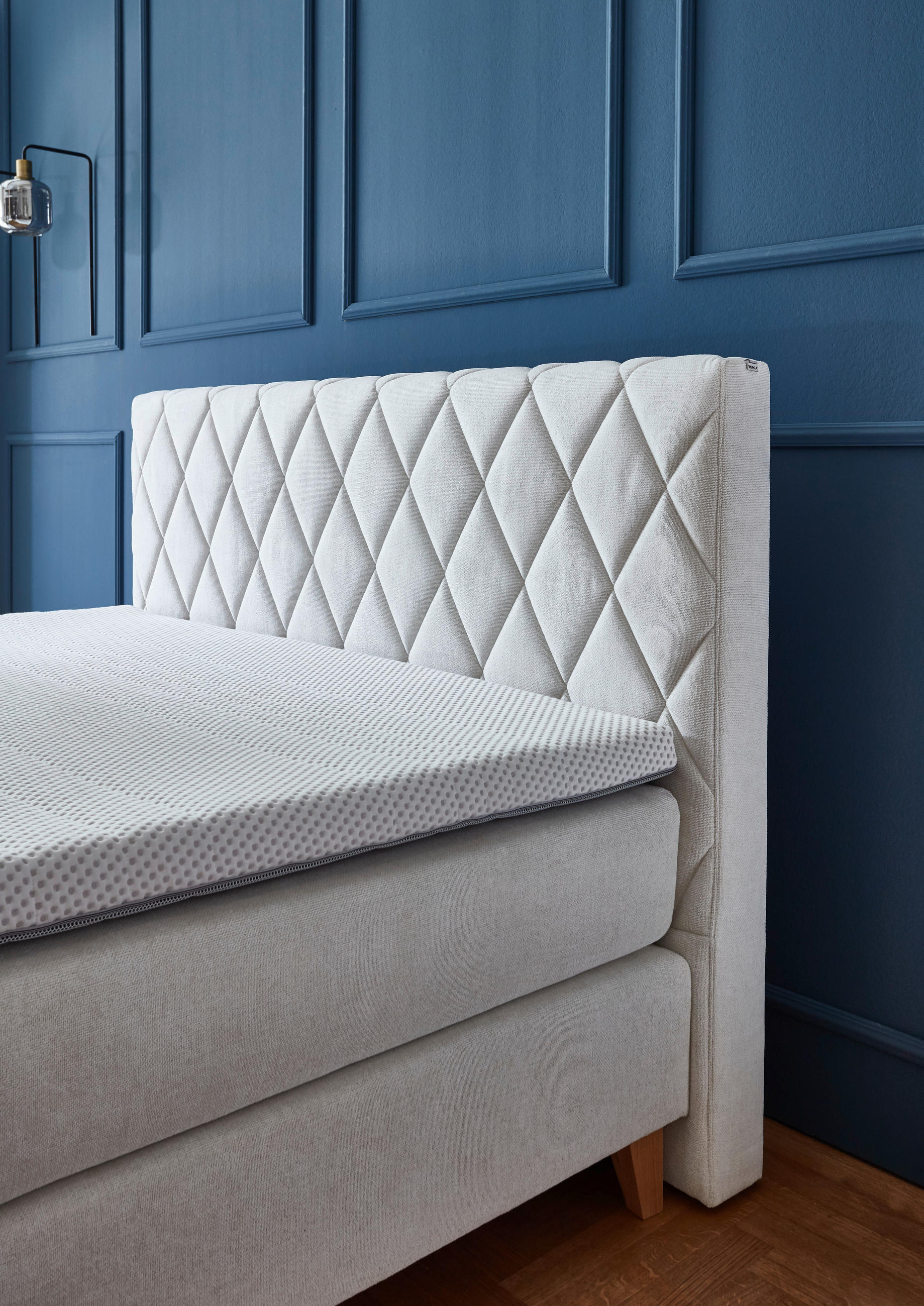 Thumbnail - Hukla Boxspringbett, Natur, Beige, Textil, Eiche, massiv, H2 + H3, 7-Zonen, Höhe ca. 26 cm, 200x200 cm, Goldenes M, Made...