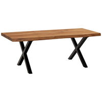 COUCHTISCH Akazie massiv 120/60/46 cm rechteckig Akaziefarben  - Schwarz/Akaziefarben, Design, Holz/Metall (120/60/46cm) - MID.YOU