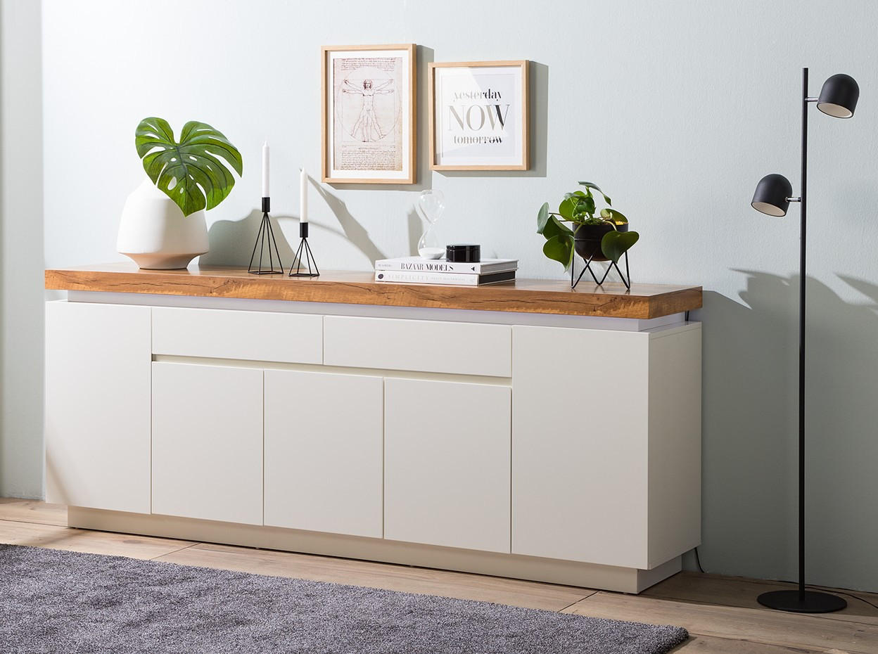 SIDEBOARD  in 200/80/40 cm  - Eichefarben/Weiß, Design, Holzwerkstoff (200/80/40cm) - Livetastic