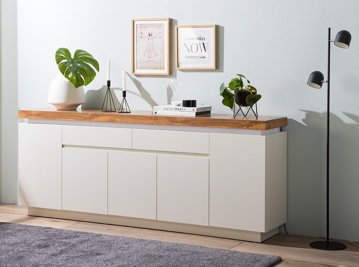 SIDEBOARD  in 200/80/40 cm  - Eichefarben/Weiß, Design, Holzwerkstoff (200/80/40cm) - Livetastic